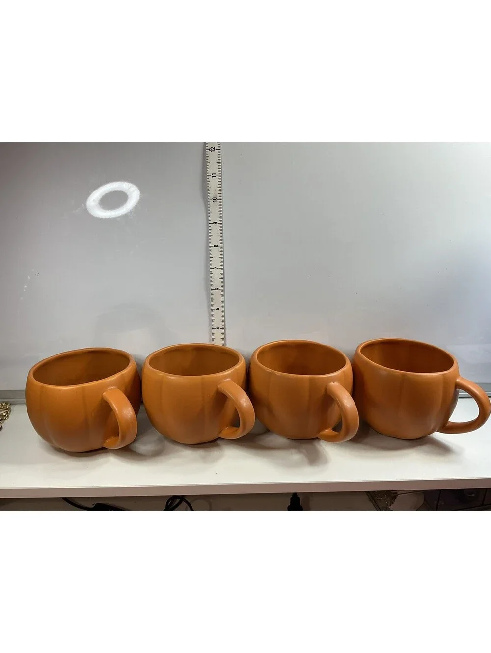 Pottery Barn Stonewear Pumpkin Mugs Set Of 4